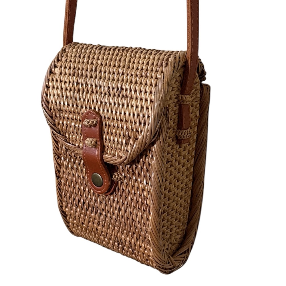 Anthropologie Bali Cellphone Crossbody Bag,100% Rattan,Linen 100% Cotton - Picture 2 of 10